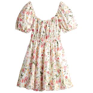 HM女装连衣裙春季度假风泡泡袖设计感碎花连衣裙1280536