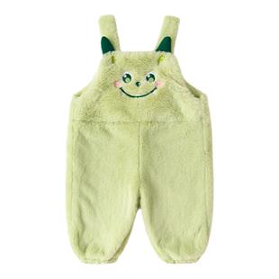 嘟嘟家宝宝裤子冬季男童加绒背带裤女童加厚休闲裤冬款儿童长裤潮