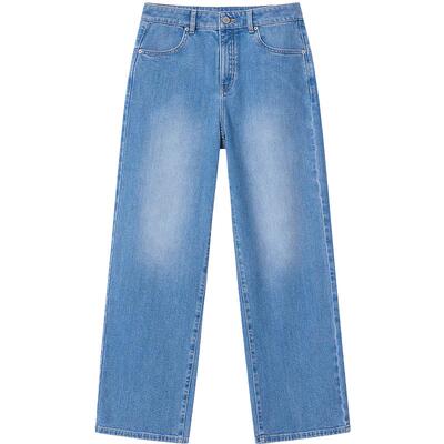 BLUE ERDOS 春季新品简约通勤分割设计感百搭宽松直筒牛仔裤