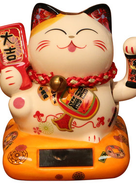 小号太阳能自动招手招财猫摆件