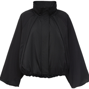 ONLY2025冬季新款纯色立领花苞下摆设计插肩宽松短款风衣外套女