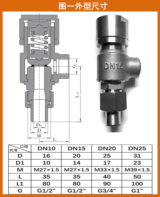 A21W-16P A21F-40P弹簧微启式外螺纹泄压4分A21H-16C