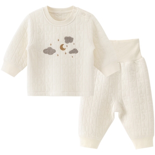 乖奇熊宝宝内衣套装三层夹丝棉秋冬季保暖居家婴儿衣服高腰护肚裤