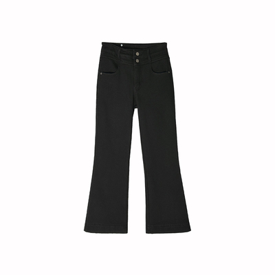 显瘦好比例！~高腰微喇叭牛仔裤