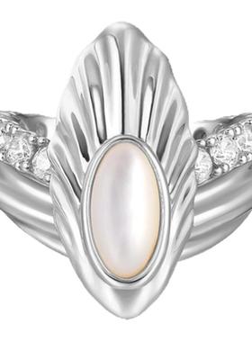 MFOW 2025秋季新款金银色贝壳叠戴戒指女时尚设计感小众精致指环