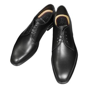 REGAL丽格T65C固特异圆头纯色办公室平跟男士正装皮鞋商务通勤