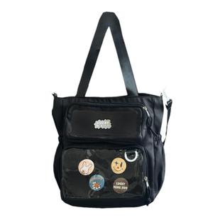 日系ins少女校园痛包单肩包 初中学生上课补习包包大容量斜挎包女