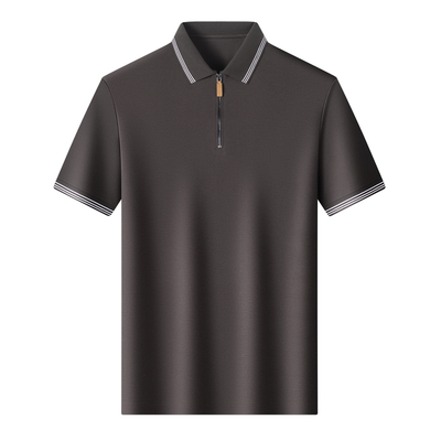 皮尔卡丹男士短袖t恤新款高端半拉链纯色商务休闲Polo衫抗菌透气