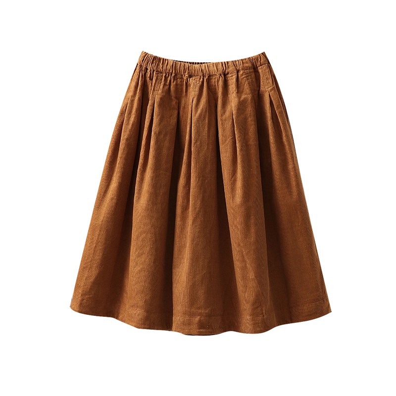 幸福朵朵 纯棉灯芯绒半身裙女学生大摆裙文艺长裙春秋冬三季可穿