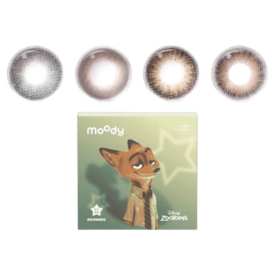 moody疯狂动物城硅水凝胶日抛10片装美瞳隐形眼镜积雨云定轴高光