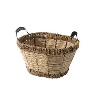 oakliving家用草编收纳篮脏衣篓草编筐子店铺民宿杂物收纳整理筐