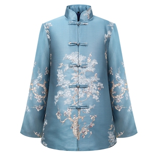 纯棉寿衣 老人女全套 年轻人素雅中式款 真丝材质 高档殡葬品天玺