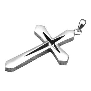 999足银星光十字架吊坠男女生纯银项链潮牌时尚个性守护礼物银饰