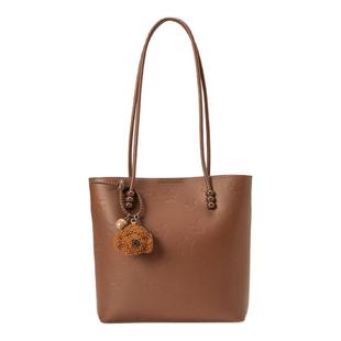 畹町大容量水桶包女秋冬雅丹风趣味压纹手提通勤包简约单肩托特包