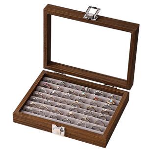 胡桃木色珠宝箱防尘戒指项链收纳盒耳环耳钉手串饰品盒珠宝首饰盒