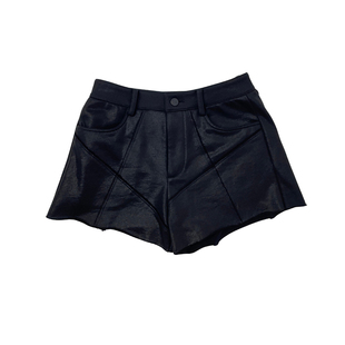 AKTK 夏天穿搭毛边分割烫银黑色短裤小个子时髦慵懒松弛感休闲裤