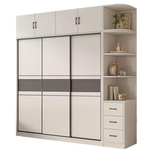 实木大衣柜卧室家用简易出租房经济型用儿童推拉门衣柜包安装衣橱