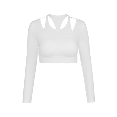 RESHAPE/重塑之路 带胸垫高弹长袖罩衫中高强度支撑露脐上衣Wrap