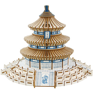 木质天安门3D立体拼图四合院激光板学生益智手工拼装模型木制玩具