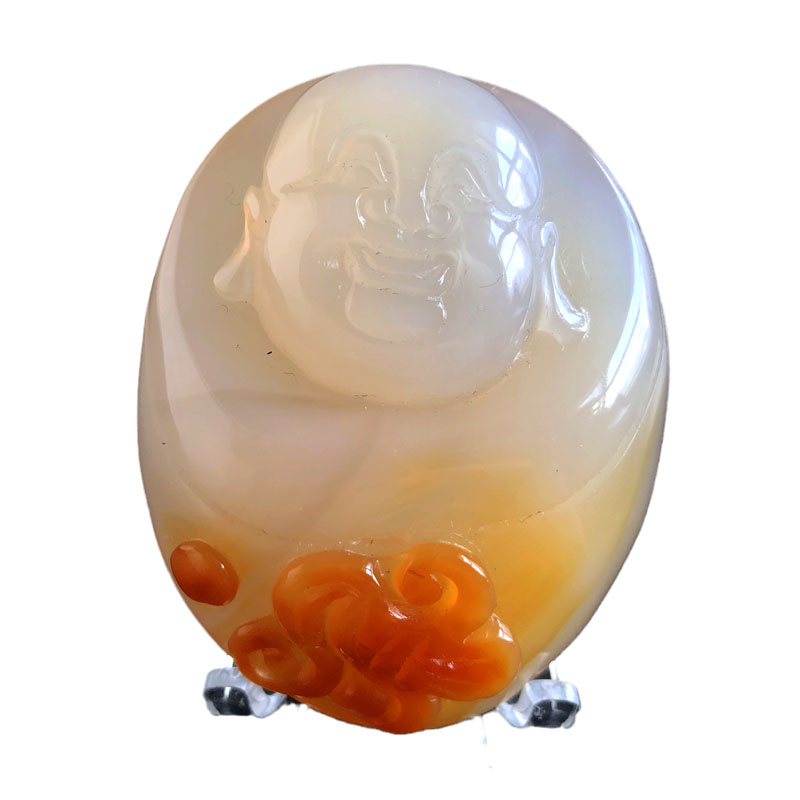 天然玛瑙雕刻佛像把玩玉髓