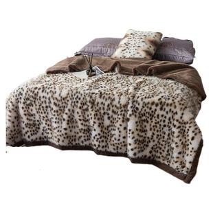 高端轻奢仿狐狸毛皮草毛毯秋冬加厚保暖斑点豹纹雪貂绒沙发床盖毯