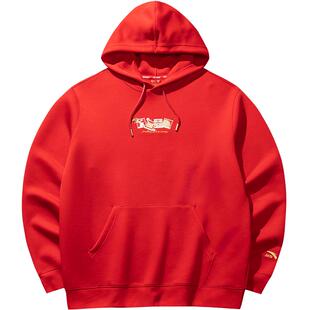 安踏好事发生丨新年款红色连帽卫衣男女宽松保暖长袖马年本命年