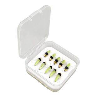 绿叶蝉若虫飞蝇钩 沉水荧光色路亚飞钓毛钩 鳟鱼罗非茴鱼华子鱼