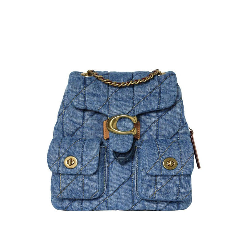 【自营】COACH/蔻驰纯色皮革徽标女士时尚潮流百搭双肩包背包