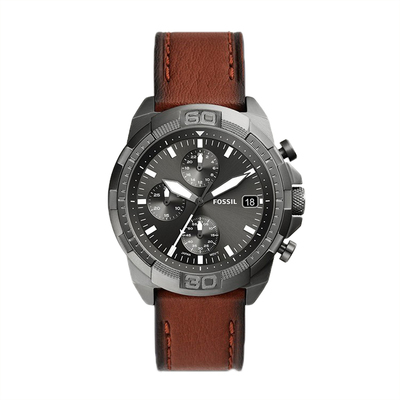 FOSSIL真皮商务休闲石英表男表