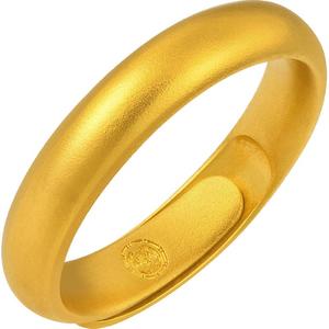周生生古法黄金足金泥鳅背开口戒素圈戒指福鼠情侣对戒91203R