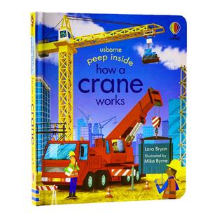 偷偷看里面系列 起重机 英文原版绘本 peep inside how a crane works 儿童英语启蒙科普翻翻洞洞书趣味认知纸板书Usborne出品