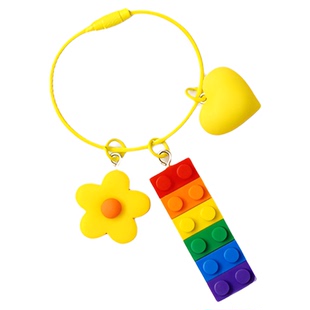 可爱积木彩虹铃铛粉色钥匙扣挂件装饰包包汽车钥匙圈卡通创意礼物