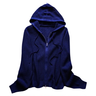 镂空薄款显瘦连帽拉链针织开衫外套2025秋季新款长袖女针织衫B223