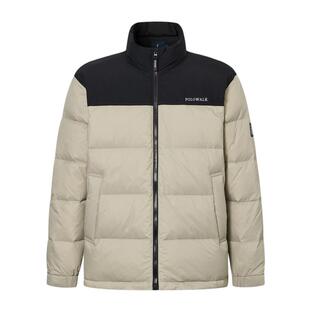 POLOWALK2024冬季新品男式羽绒服绅士风休闲保暖拉链修身拼色短款
