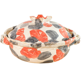 小葵川町屋日本进口伊集院真理子手绘陶土花锅多用耐高温土锅汤锅