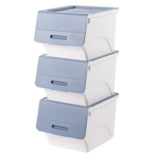 玩具收纳箱前开式家用客厅儿童零食书本收纳盒整理衣服储物整理箱