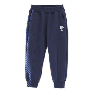 女童KT猫粉红色休闲长裤子宝宝一体绒卫裤儿童秋冬装中小童运动裤