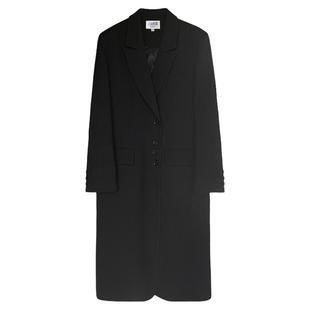 长款黑色西装外套女秋冬夹棉加厚保暖大衣老钱风正肩直筒h型风衣