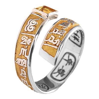 男女S925银民族风镶嵌戒指国潮