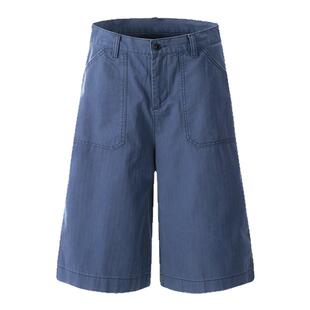 INKNOTS美式复古水洗做旧法工蓝七分裤男女潮流宽松廓形休闲短裤