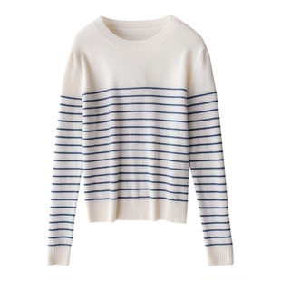 黑色毛衣女款2026春季新款小个子宽松条纹拼色短款打底衫针织衫