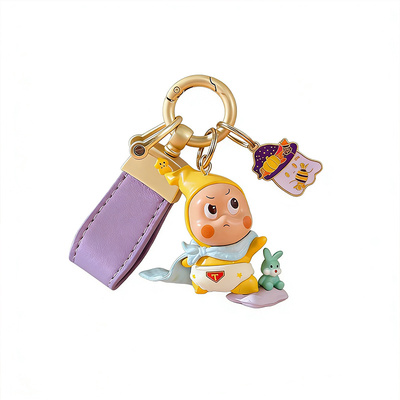 葡萄甜正品DIY手作星星人可爱真皮精致车钥匙扣萌粒包挂件多巴胺