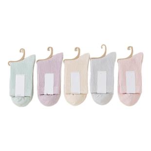 韩系中筒袜子女士纯色休闲长腰竖条纹堆堆吸汗防臭春秋款美腿月子