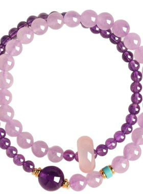 普陀山紫水晶转运双圈手链女款