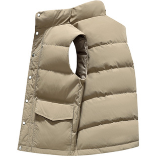 雪中飞羽绒马甲男款外穿保暖背心2025秋冬新款立领工装多口袋马夹