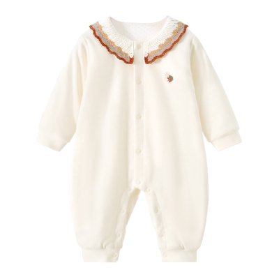 柠檬爬爬女宝宝夹棉连体衣冬季