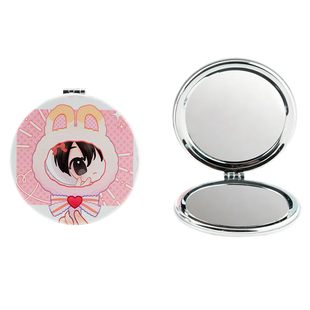 PU折叠双面小镜子来图定制做LOGO广告照片DIY可爱便携化妆镜礼物