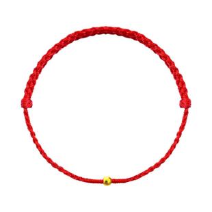 5mm转运珠黄金红绳手链5D黄金999本命年手工红绳转运礼物推荐