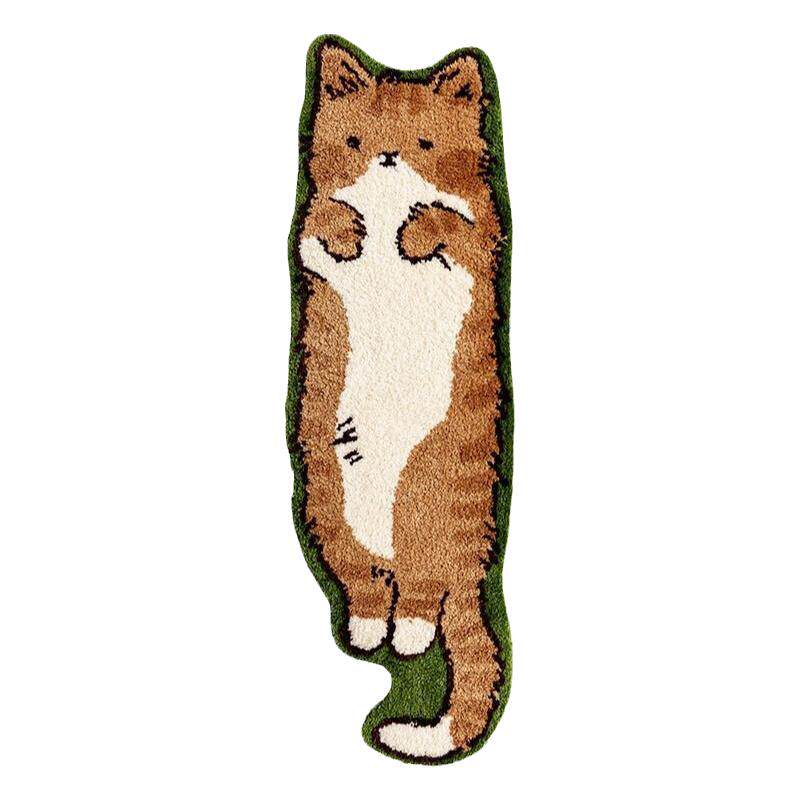 可爱猫猫植绒卧室床边毯防滑地毯