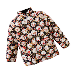 中大童手工纯棉花棉袄儿童冬季居家外穿加厚保暖新年装喜庆拜年服